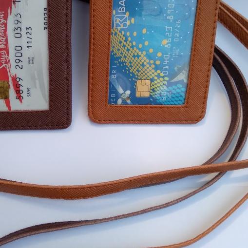 

✧ Name Tag ID Card Holder kulit - COKLAT TUA ✬