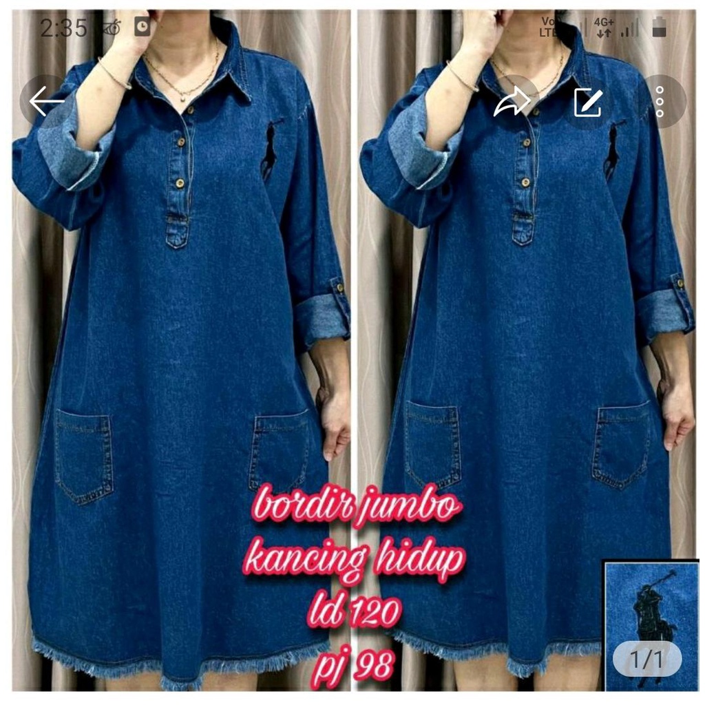 Terbaru Tunik Jeans Wanita Dewasa Terbaru 2025 Kekinian Import Harga Murah Model Jumbo Bordir