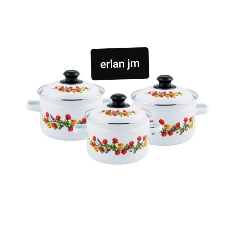 Panci Enamel Jamaica Set 3 PCS 16/20 cm VINTAGE IDEAL ORIGINAL