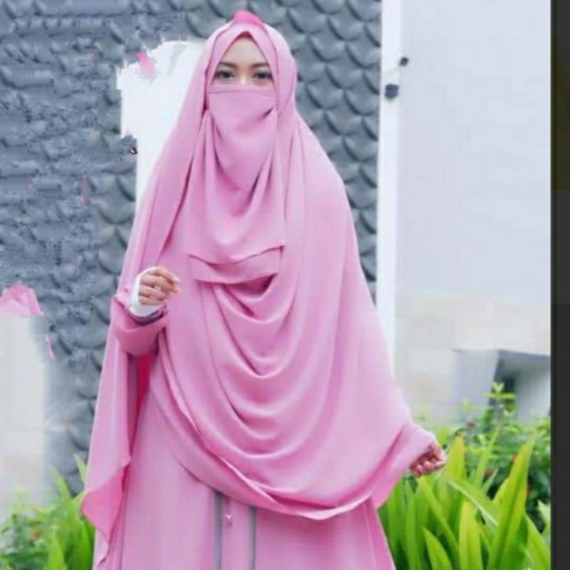 JILBAB PASHMINA SYARI GRATIS CADAR 2 LAYER DIAMOND CREPE