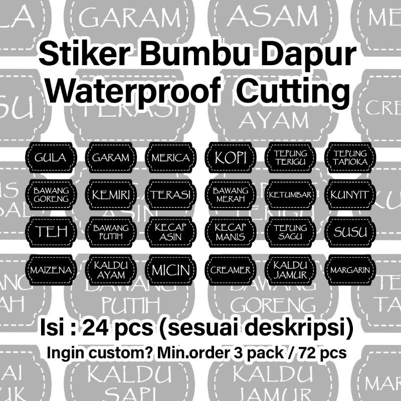 

Stiker Bumbu Dapur / Label Nama Bumbu / Stiker Pantry - Waterproof Murah ( Isi 24 pcs )