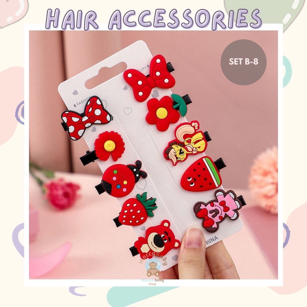 MBSS -  JEPIT TK MOSHI 10PCS Jepit Rambut Anak / Jepitan Rambut Anak Motif Karakter Kartun