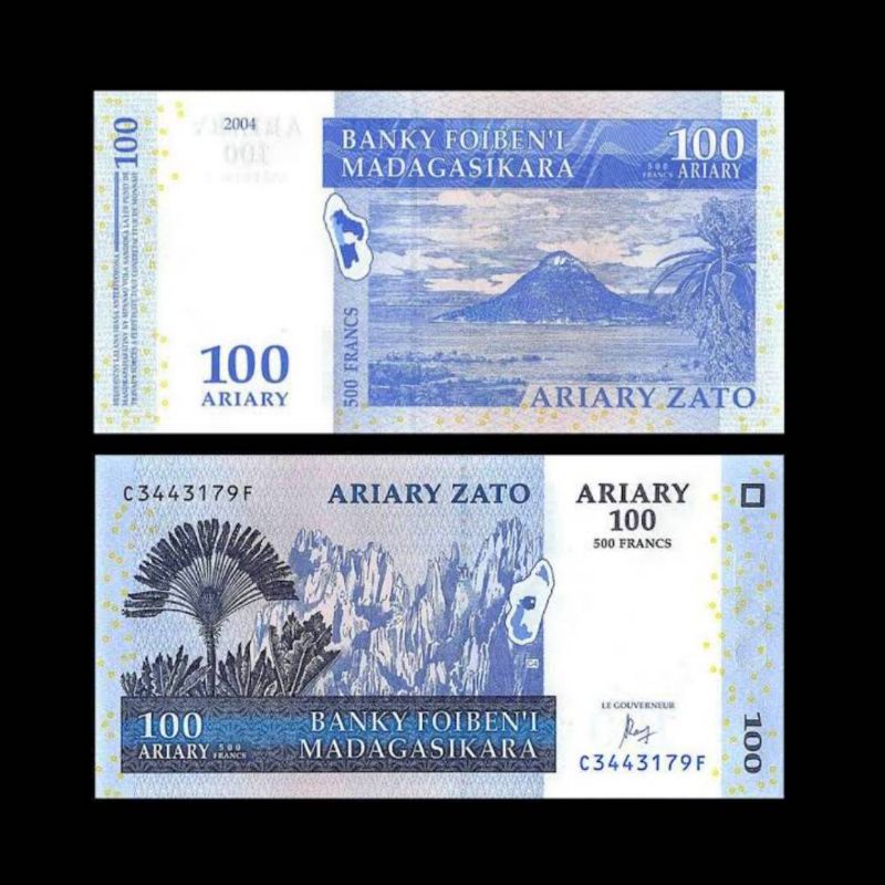 MADAGASCAR 100 FRANCS 2004 UNC ORIGINAL BANKNOTE UANG MADAGASKAR