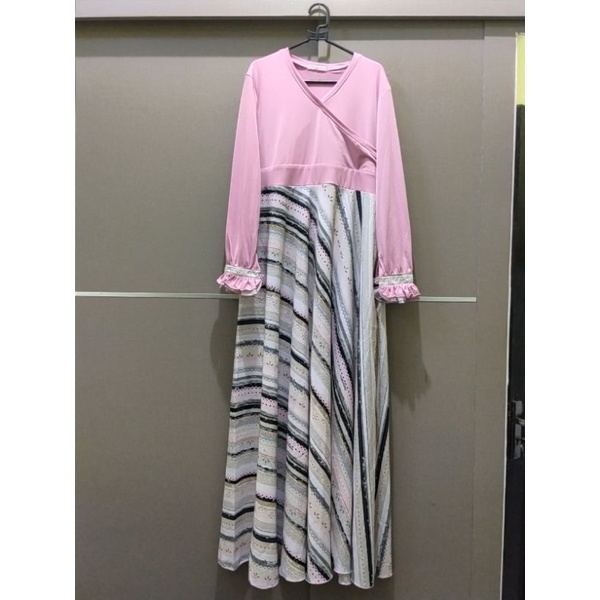 preloved gamis stripe / PL dress muslim syar'i second bukan sisesa