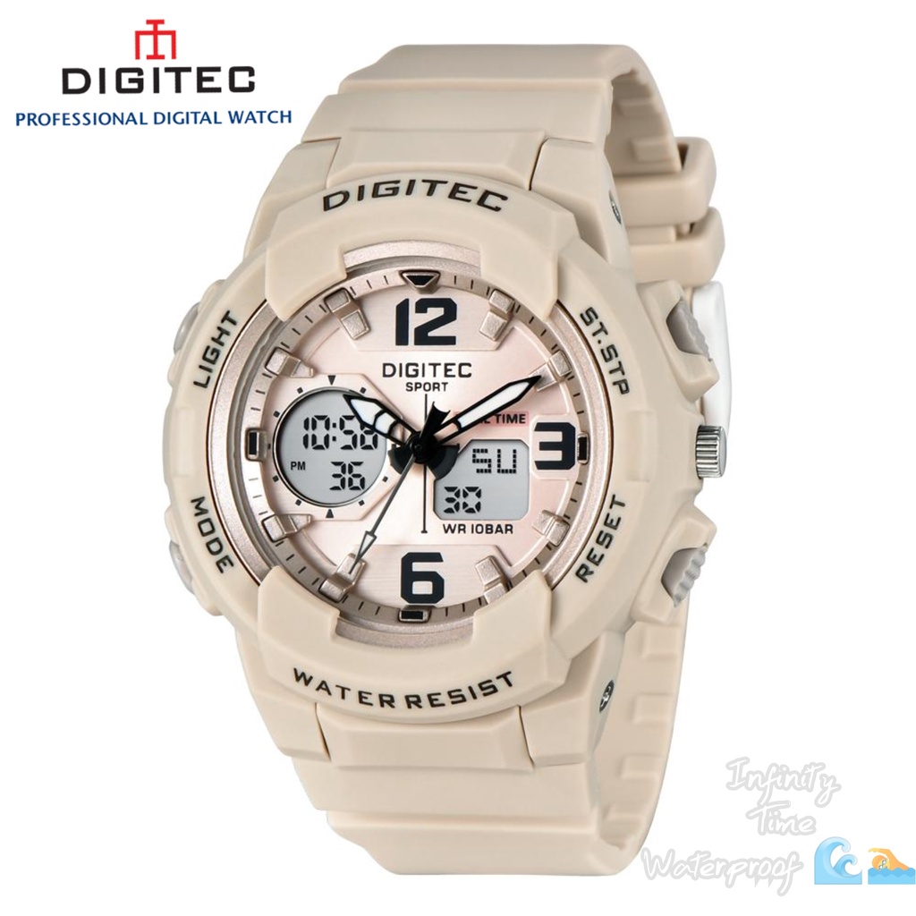 Jam Tangan Cewek Digitec DG4120T 4120 Analog Digital Dualtime Strap Rubber Kualitas Original Waterpr
