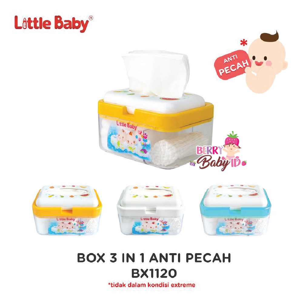 Little Baby Box 3in1 Tempat Tisu Kapas Cottonbuds Bayi Paket Perawatan Bayi Berry Mart