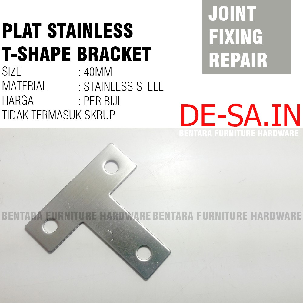 40MM Plat T-Shape Stainless Steel - Bracket Flat Reparasi Joint Fixing Repair