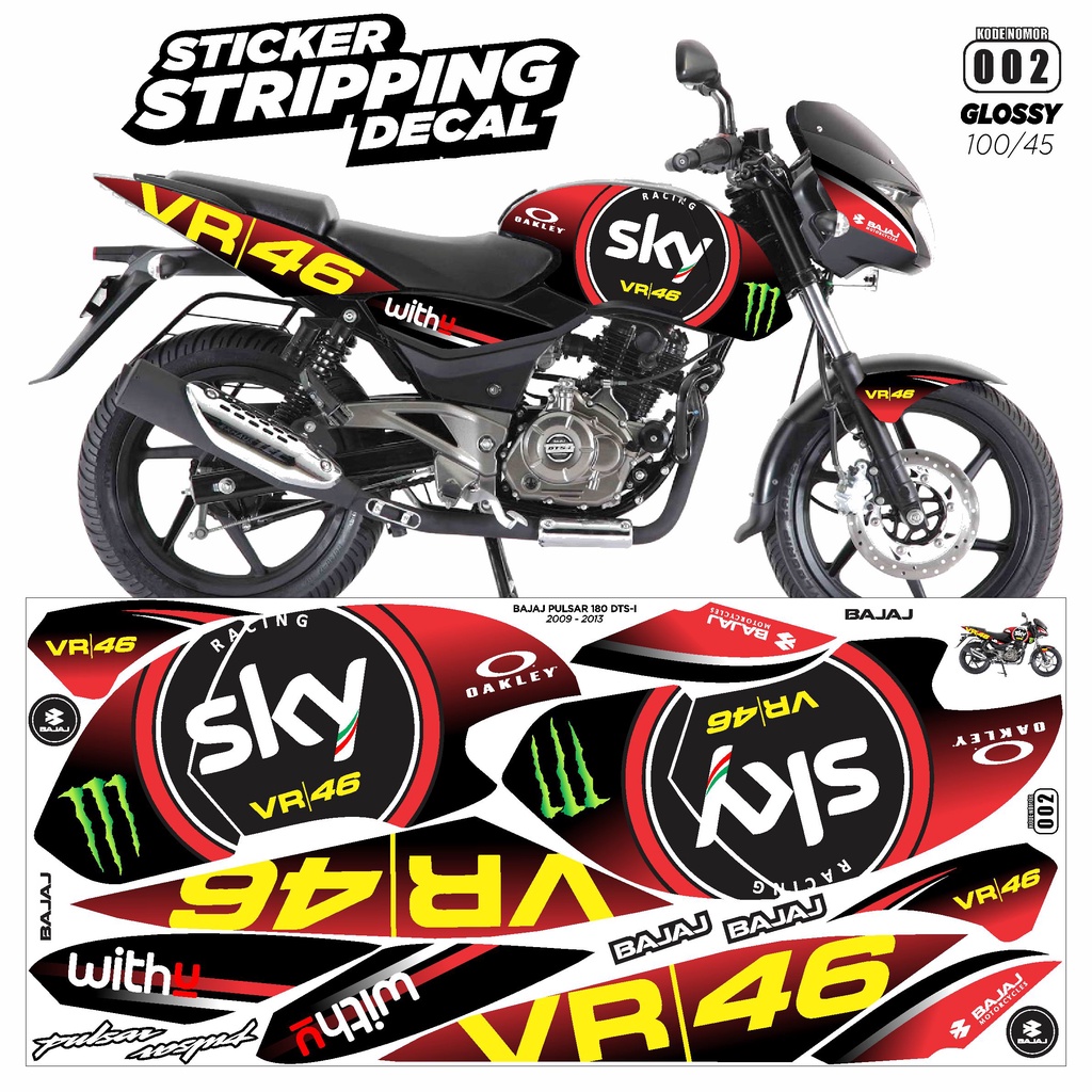 Stiker Striping Decal Bajaj Pulsar 180 DTS I Semifullbody Variasi SKY DF03