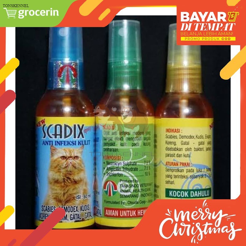 BAYAR DI TEMPAT Obat Scabies Jamur Kulit Kucing Aman Untuk Kitten SCADIX SPRAY Cat 60Ml