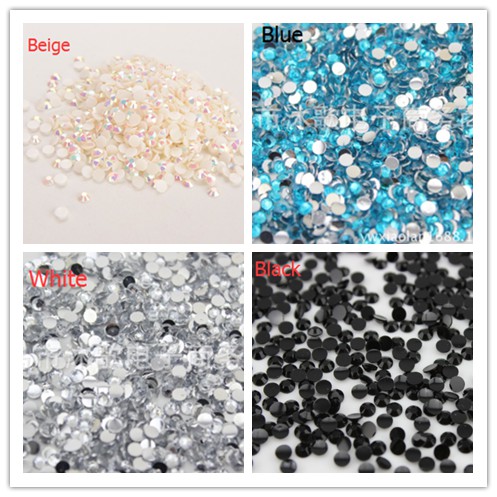 1000pcs / Lot Manik-Manik Kristal Berlian Imitasi Bulat Flatback Untuk Dekorasi Nail Art DIY