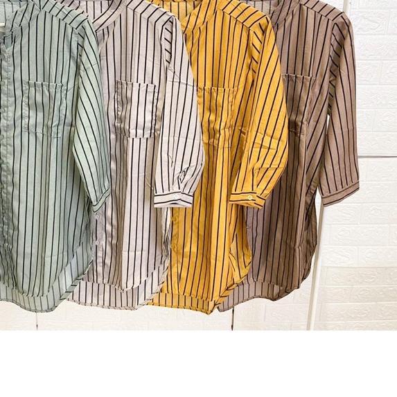 ❂ ( ) kemeja tunik stripe / kemeja tunik salur / bahan woolpeach & rayon / real picture ❀