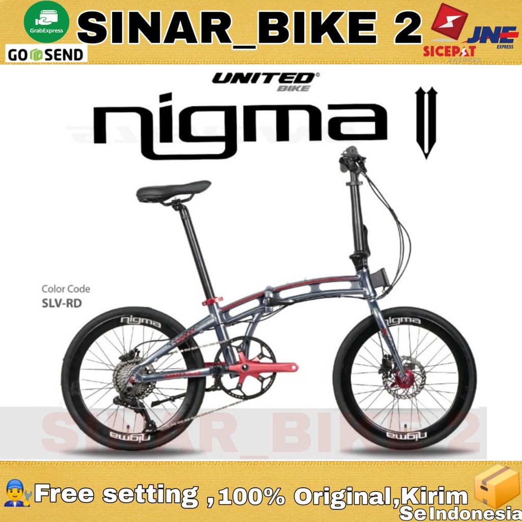 Sepeda Lipat UNITED NIGMA 5 V 20 Inch Terbaru Alloy 10 Speed Rem Hidrolik Garansi Resmi 5 Tahun