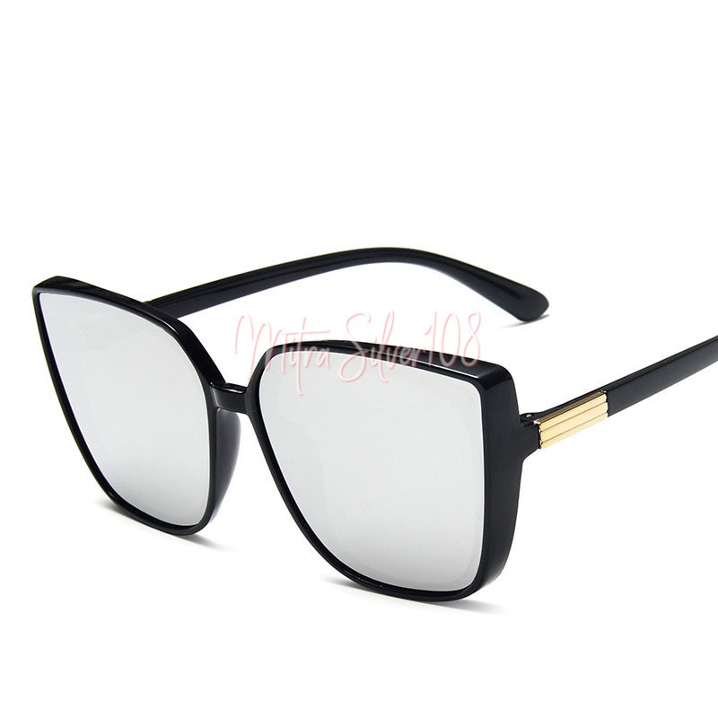 [MS108] KM 08 【TERSEDIA &amp; COD】 kacamata hitam wanita big frame ladies sunglasses / Bentuk Kotak Desain Cat Eye untuk Wanita