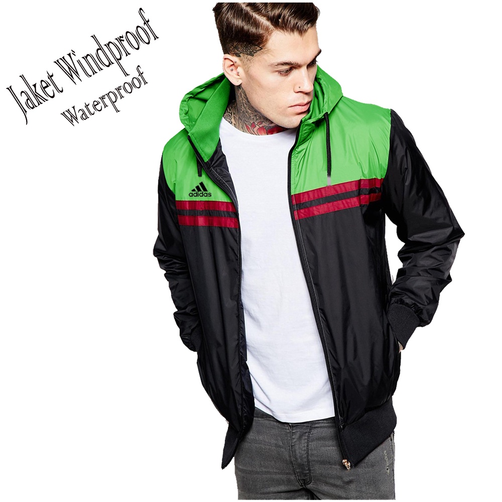 Jaket Pria Windproof Adidas / jaket Jalan Keren / Jaket Motor Adidas Logo, / Jaket Waterproof, Bahan
