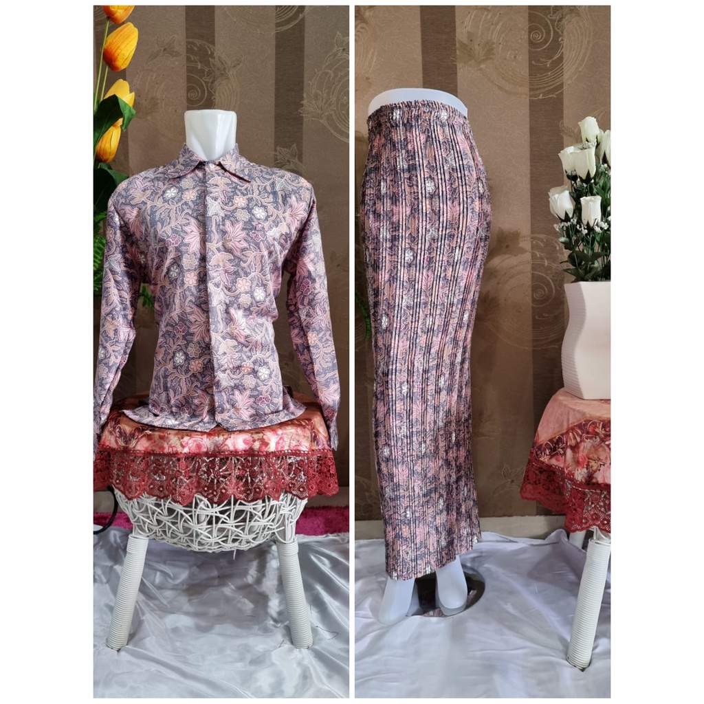[COD] Couple Kemeja Panjang dan Rok Plisket Premium || Couple Kemeja Formal Batik || Rok Plisket MAXI JUMBO || Kemeja Batik Semi Sutra || Couple Kemeja dan Batik Premium