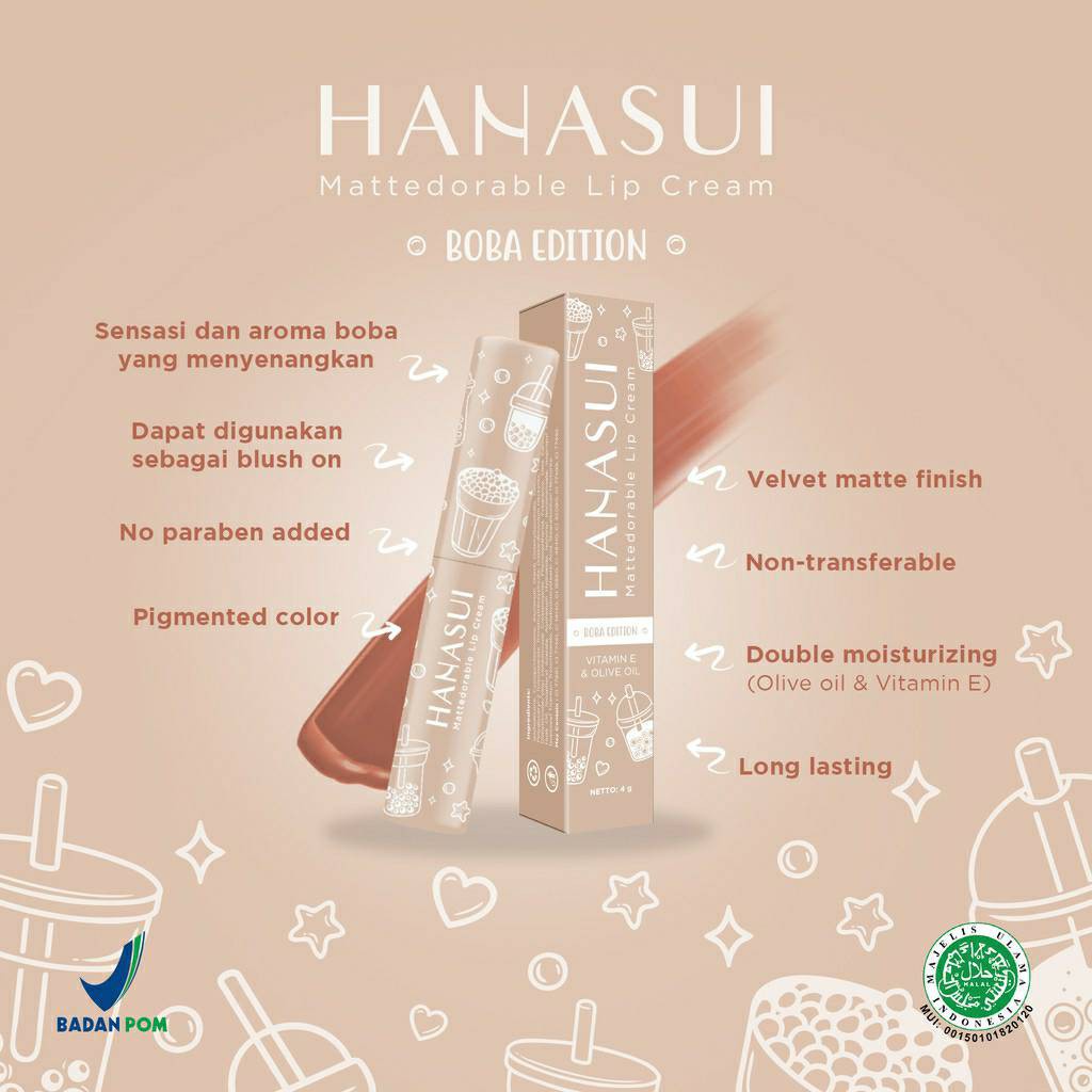 HANASUI MATCHA LIPCREAM MATCHA / BOBA EDITION MATTEDORABLE LIPCREAM BOBA EDITION MATCHA EDITION