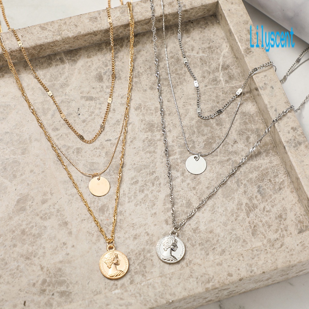 Kalung Choker Multi Layer Bahan Stainless Steel Anti Karat Untuk Wanita