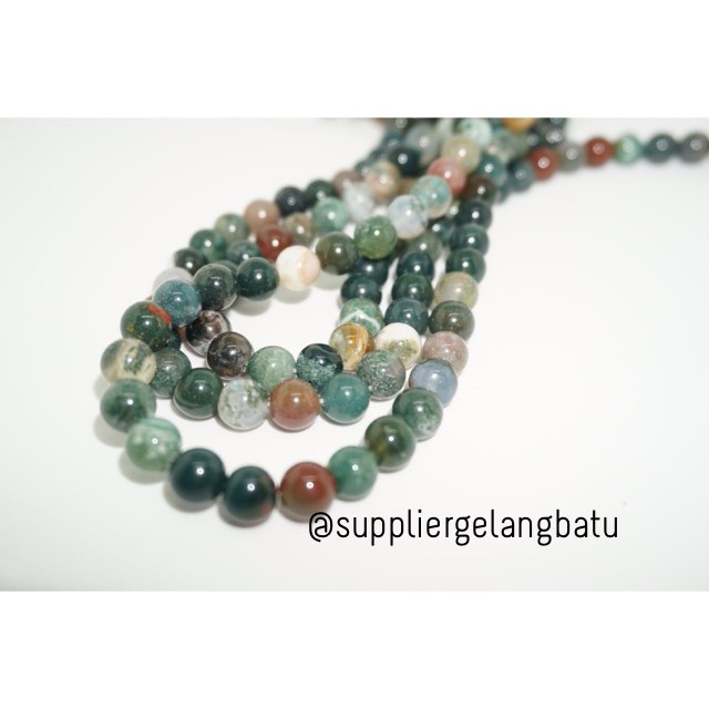 Bahan Gelang kalung Indian Agate Natural Stone 8mm alam