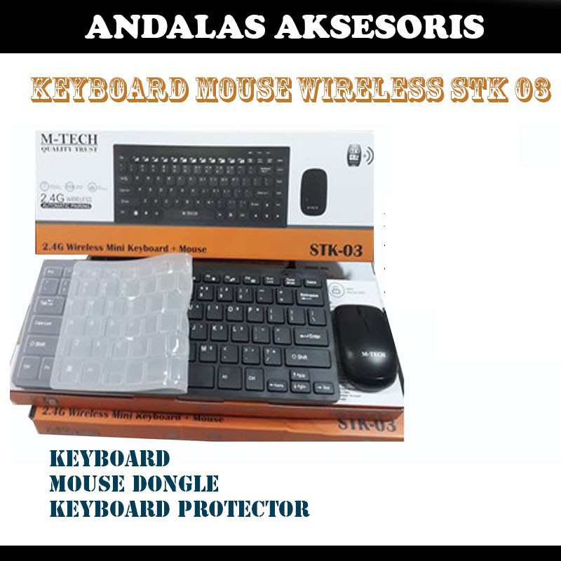 PAKET KEYBOARD AND MOUSE WIRELESS MINI STK-03 M-TECH