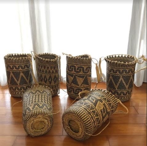 Tas Anjat Motif Dayak, Tas Rambat Rotan, Backpack Anyaman Rotan Etnik