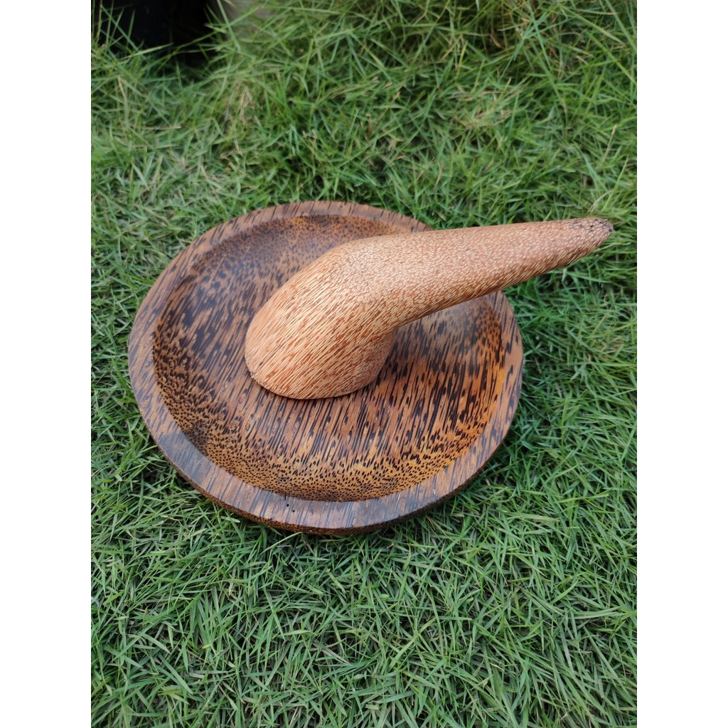 Satu set ulekan kayu aren + cowek kayu aren 20 cm /cowek kayu/ulek kayu/ulek plus cobek/Cobek /Cobek