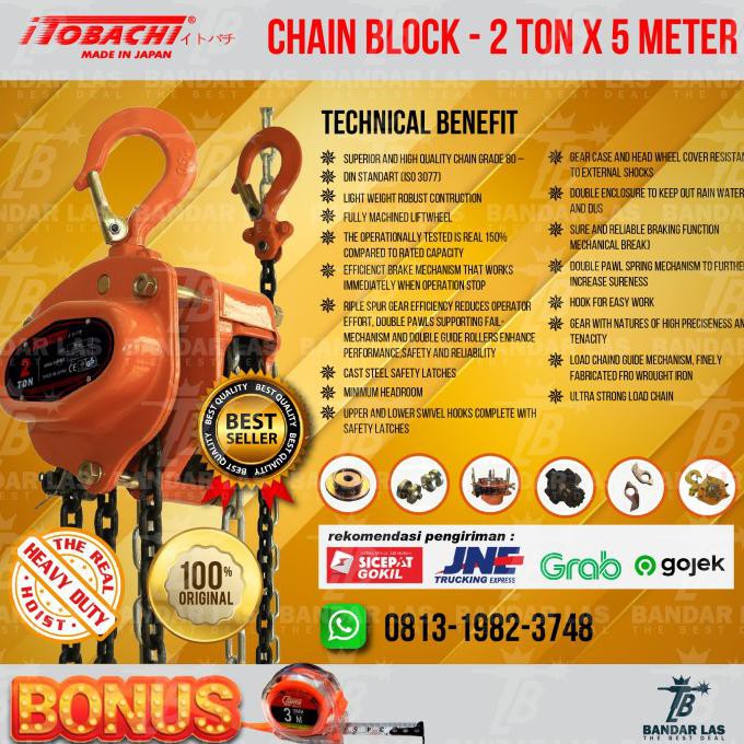 PROMO Chain Block 2 Ton 5 Meter - Takel 2 Ton 5 Meter - Itobachi New Model