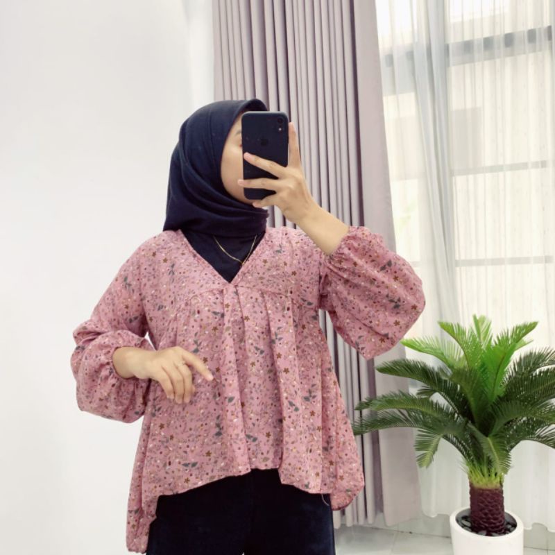 SESA BLOUSE MOTIF BUNGA MODEL VINTAGE