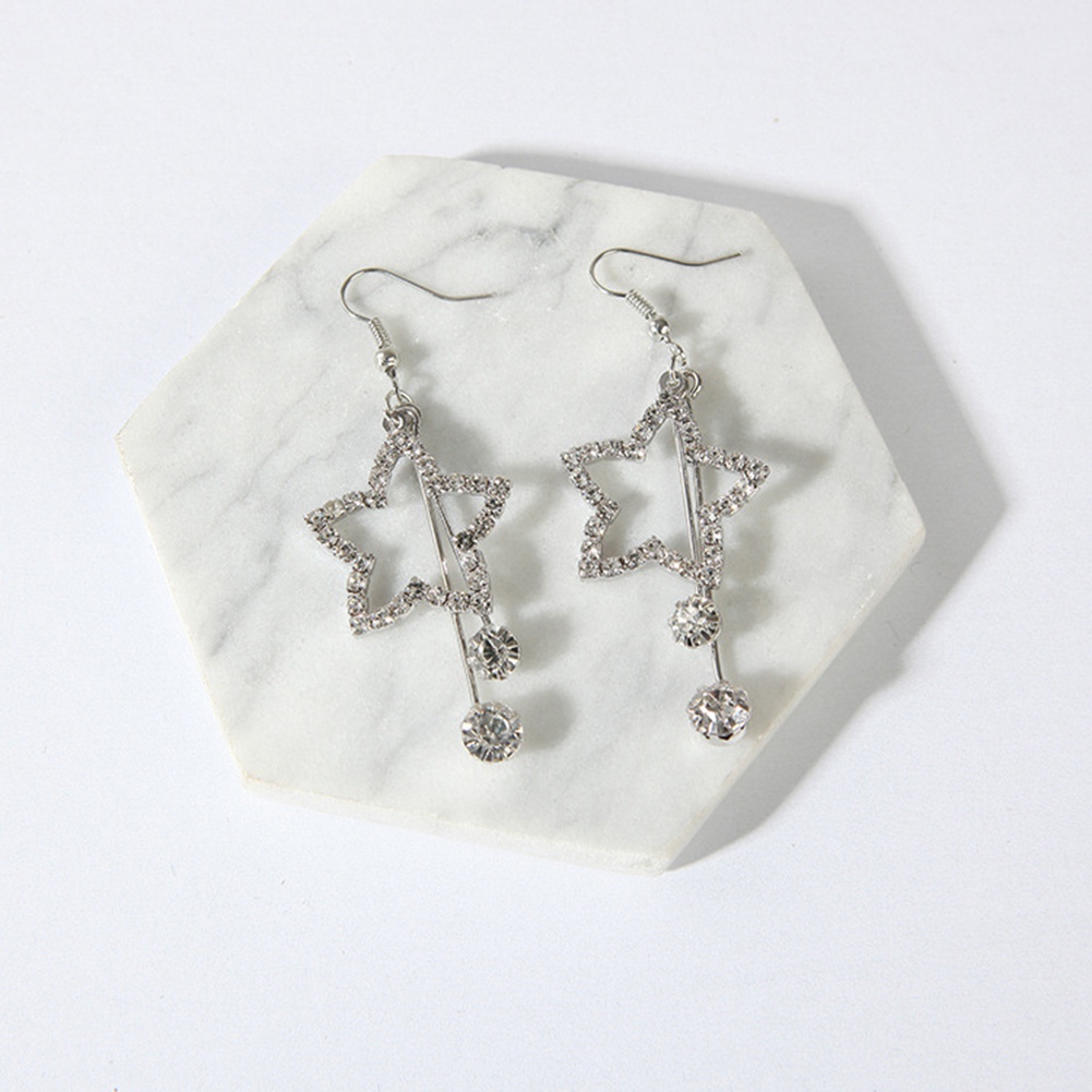 Hu Hu Hu Hu Hu Alat Bantu Pasang Kacamata♡ Anting Kait Gantung Wanita Desain Bintangrumbai Hias Berlian Imitasi Untuk Pesta