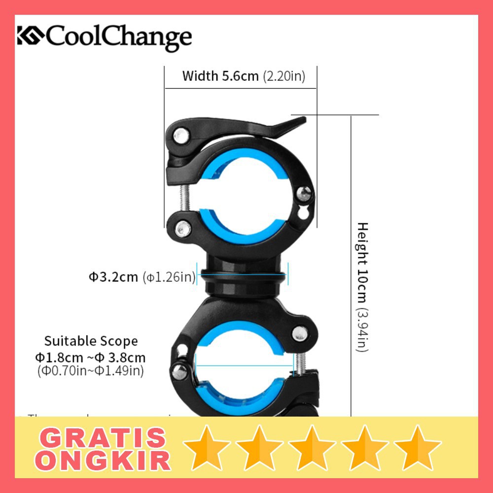 CoolChange Clamp Penjepit Senter Stang Sepeda 02011 Black Grab Medan