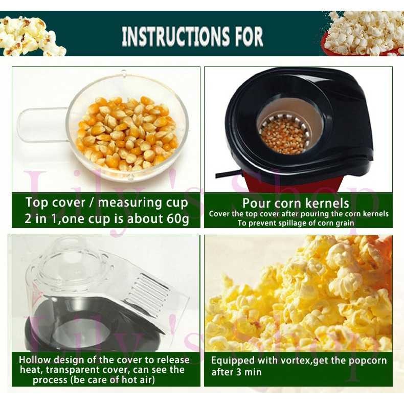 Mesin Popcorn Maker Electric Hot Air Corn Machine 1200W