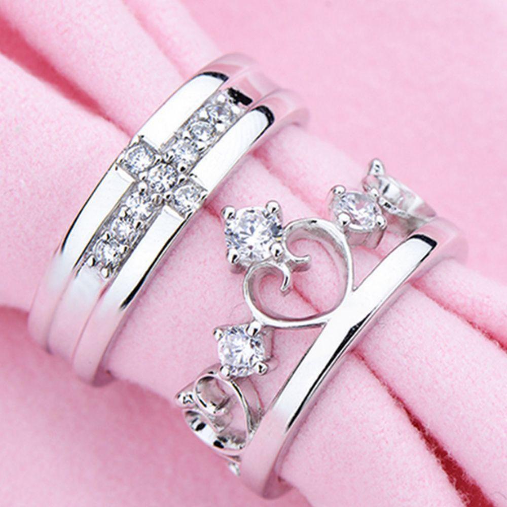 NEEDWAY Cincin Couple Fashion 1pasang Janji Perak Kawin Ratu Her and His