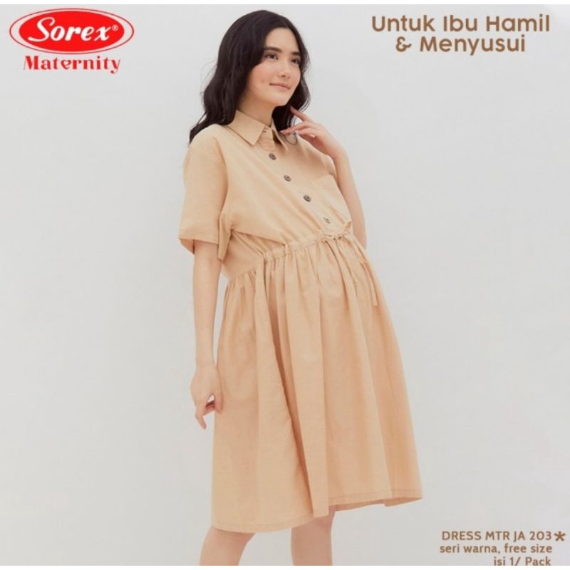 Sorex Dress Maternity Untuk Ibu Hamil &amp; Menyusui Freesize JA203