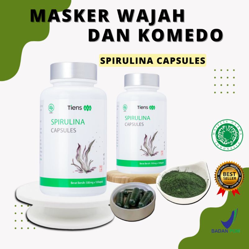 MASKER WAJAH DAN KOMEDO Spirulina Capsules Obat Jerawat Masker Komedo