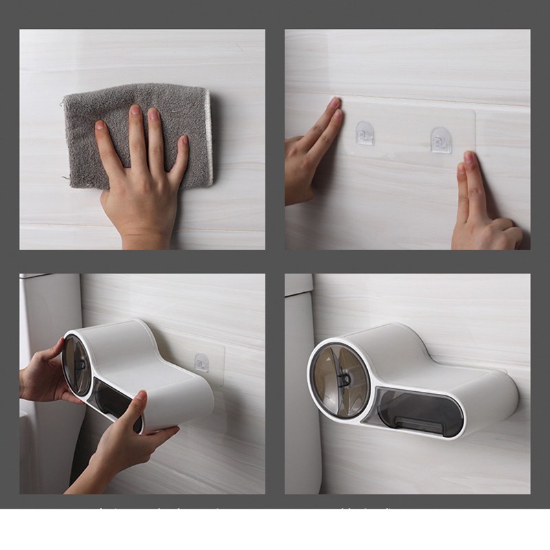 Toilet Paper Holder With Drawer Tempat Tissue Bulat Dengan Laci