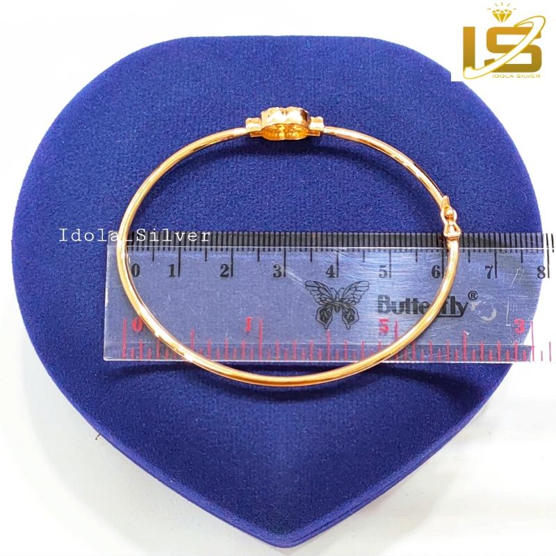 GELANG PERAK ASLI SILVER 925 LAPIS EMAS MODEL BANGLE OVAL CAN*EL PERMATA - PERHIASAN PERAK