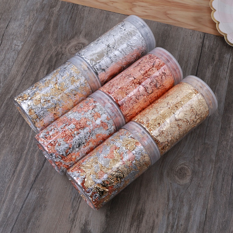 SIY  10g Gold Silver Gilding Flakes Metallic Foil Flakes Glitter Painting Art Craft Nail Art Resin Fillings Jewelry Making