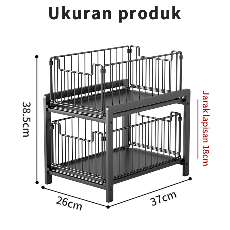 Rak Dapur Bawah Wastafel Kitchen Rack Rak Kabinet Lemari Dapur Keranjang Geser Laci Rak Tarik Rak