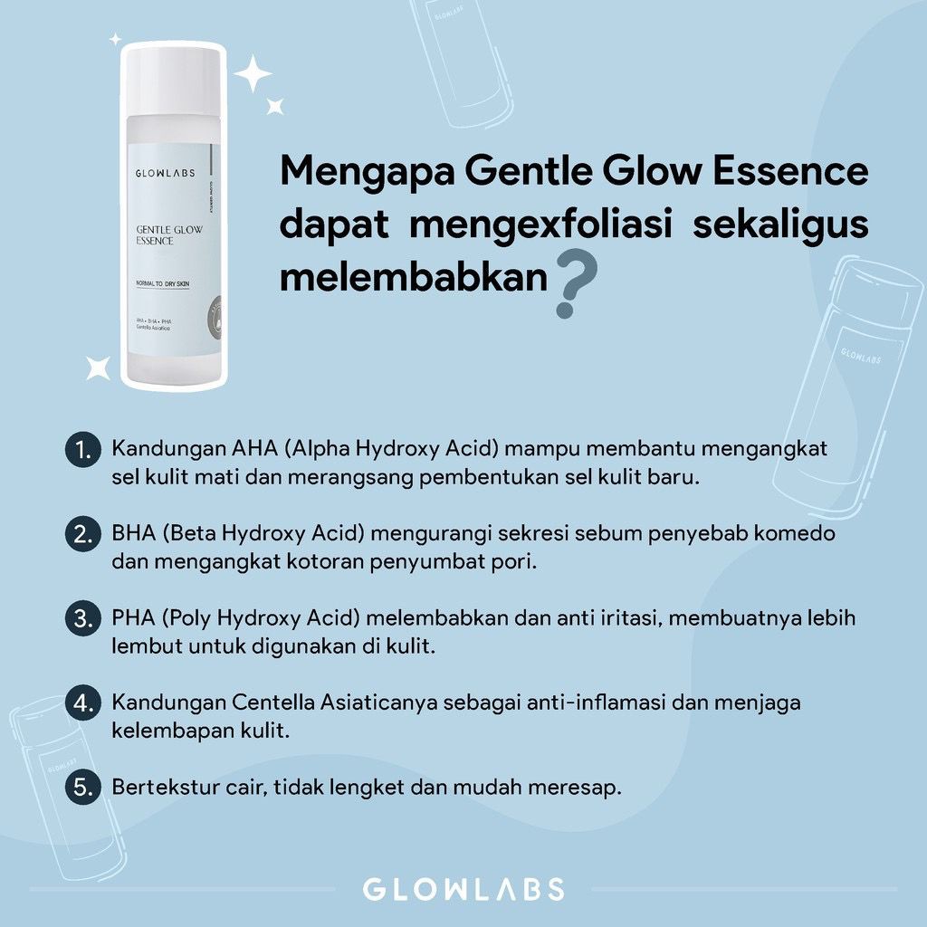 BPOM Glowlabs Gentle Glow Essence Toner AHA BHA PHA Centella Asiatica Gentle Exfoliator Anti Inflamasi