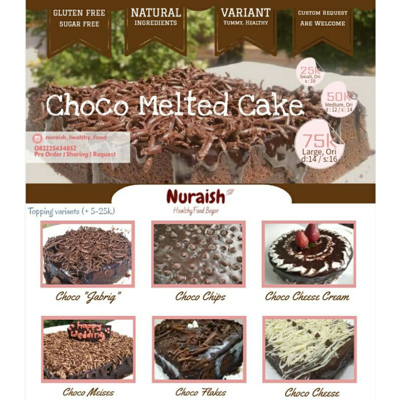 

(Large) Choco Melted Cake Bogor : Gluten free, Refined sugar free, natural-organic ingredients