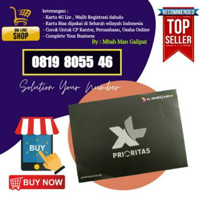 Nomor Cantik XL 10 digit Pascabayar BOSS BNI 46. 8055 46