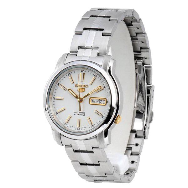 Seiko 5 SNKL77K1 Automatic Gold Tone on White Dial - Jam Tangan Pria SNKL77