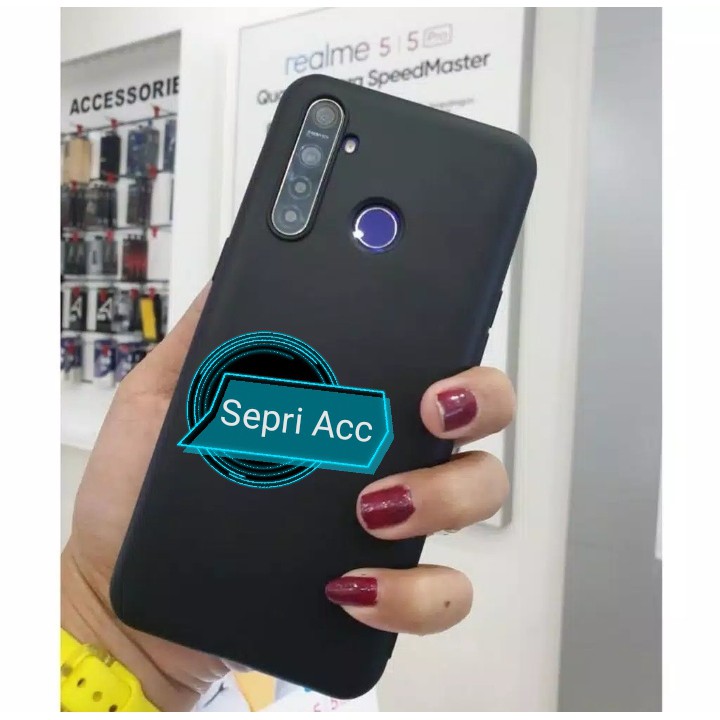 Case Realmi 5 Pro  Black My Choice Black Silicon Hitam Case Polos Hitam