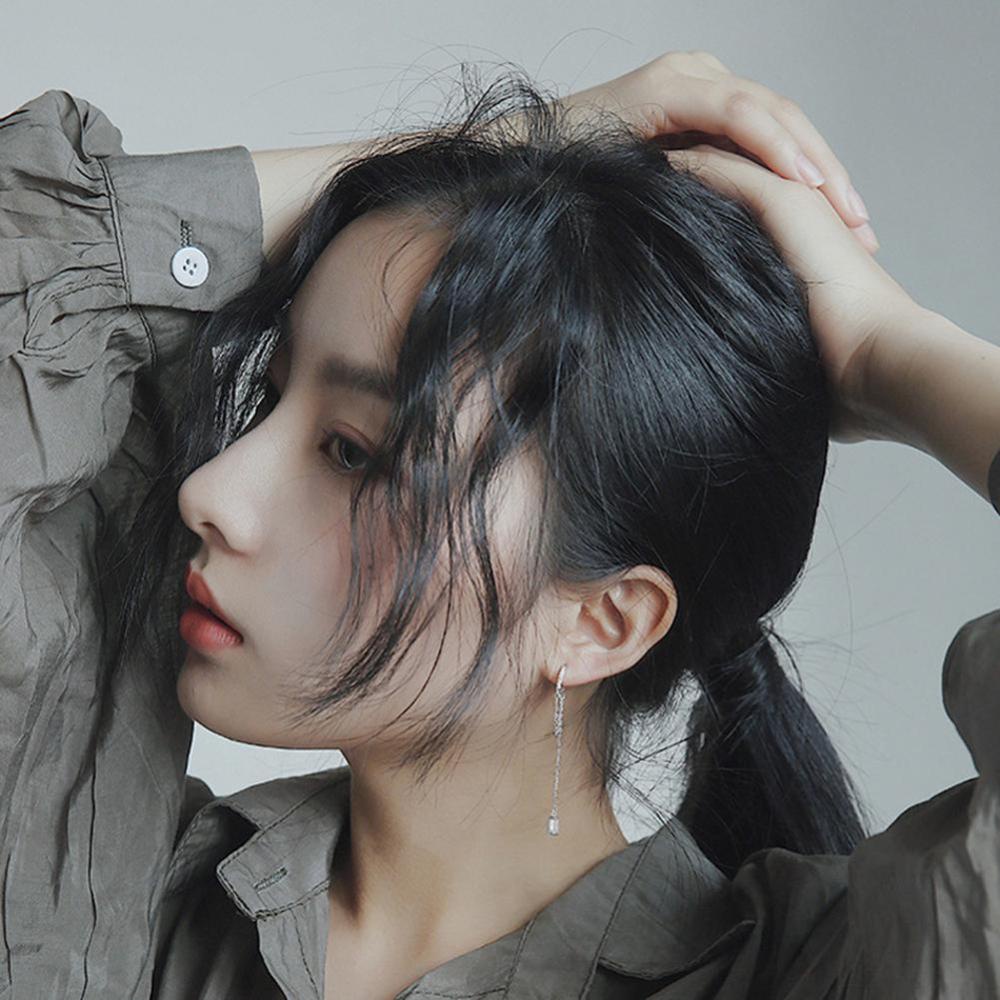 Timekey Anting Tusuk Gantung Rantai Panjang Hias Zircon Gaya Punk Untuk Wanita A4K4