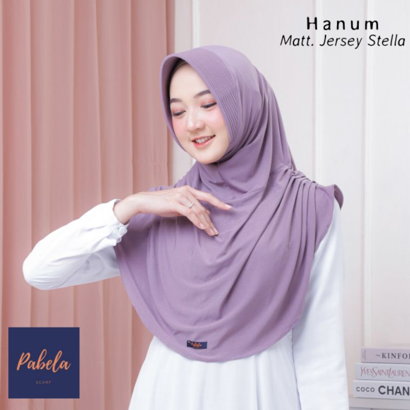 [Ori PABELA] HANUM••hijab instan bergo pet serut kk••jersey stella