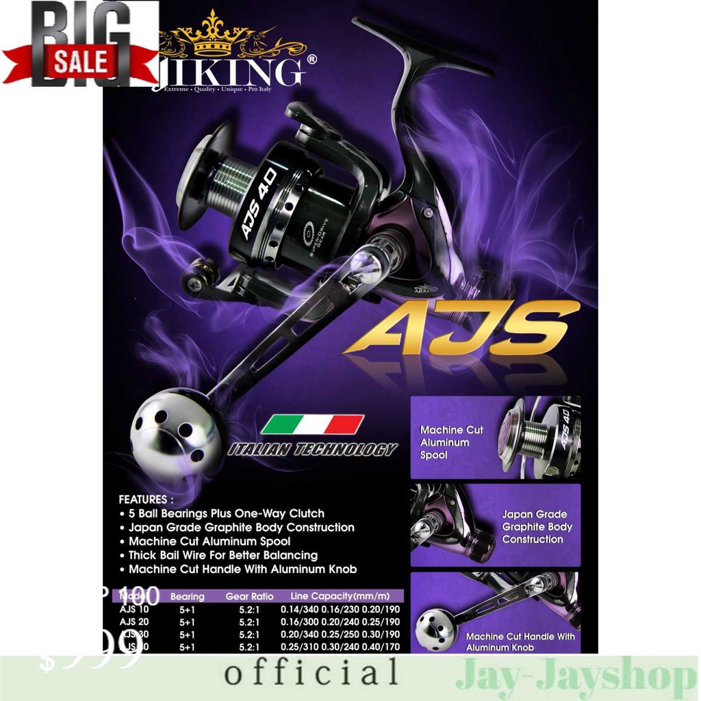 Ajiking AJS. Spinning Reel. 5 + 1 Ball Bearing