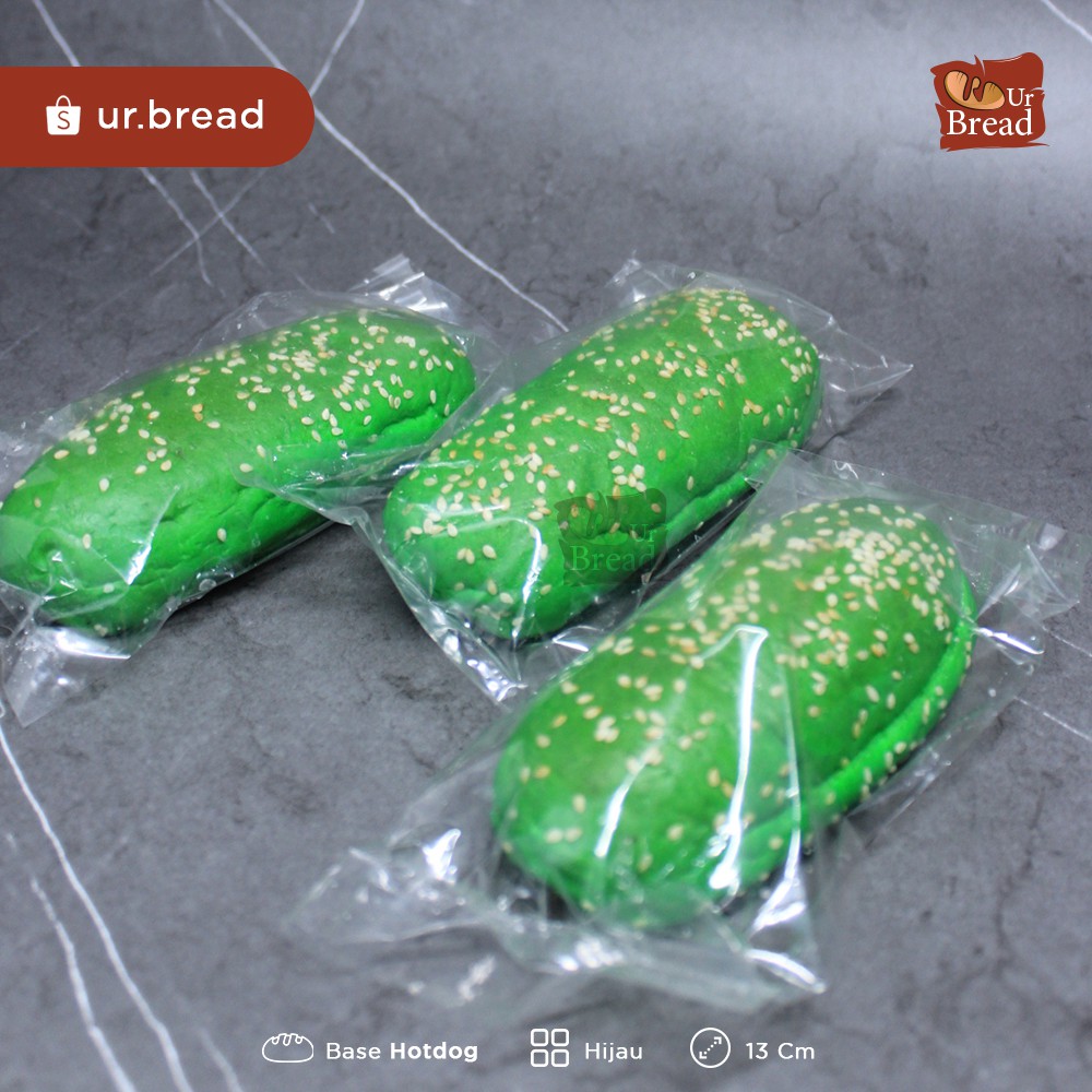 Roti Hotdog Hijau 13cm | Base Hotdog (Long Burger) 13cm Green