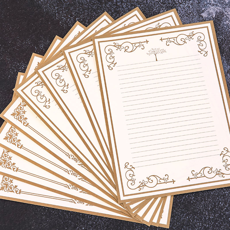 8 Pcs / Set Amplop Kertas Surat Bisnis Warna Putih Bronzing Gaya Korea