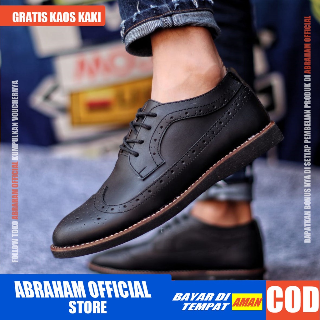 SAGA Sepatu Formal Pria Sepatu Casual  Kulit Pu Sepatu Pria Casual Pantofel Sepatu Kasual Cowok / Cowo Oxford Kerja Kantor Kuliah Kondangan Gaya Keren Kekinian Original Murah Terlaris