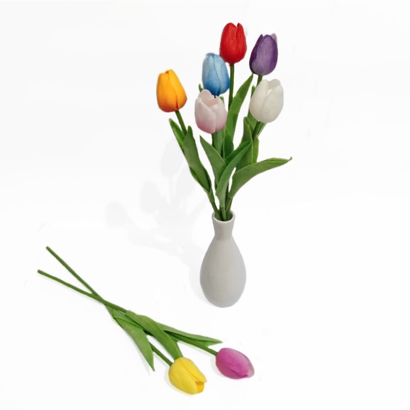 (12PCS) Tulip Latex Tangkai AF65 Artificial Garden Flower Hiasan Mahar Seserahan Hampers Backdrop Photobooth