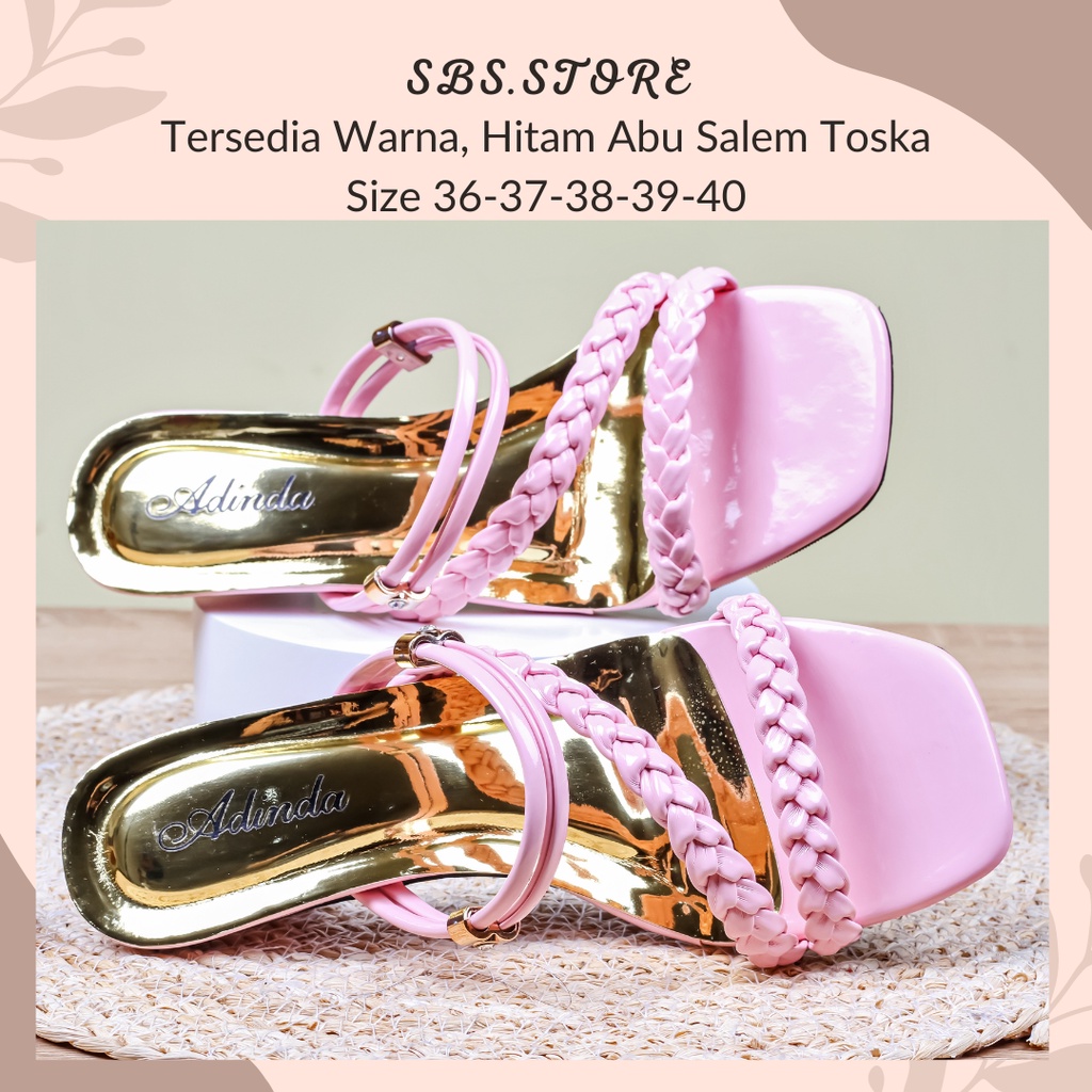 Sandal Kepang Wanita Heels 5cm/SendaL Pesta Kekinian High Heels Wedges Selop Hak Tahu Pesta Wanita Terbaru